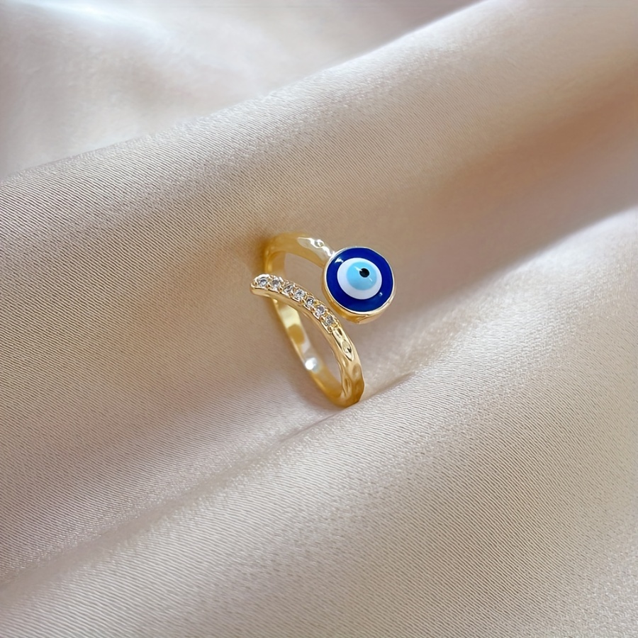 Y2K Punk Adjustable Ring with Zirconia Eye Decoration